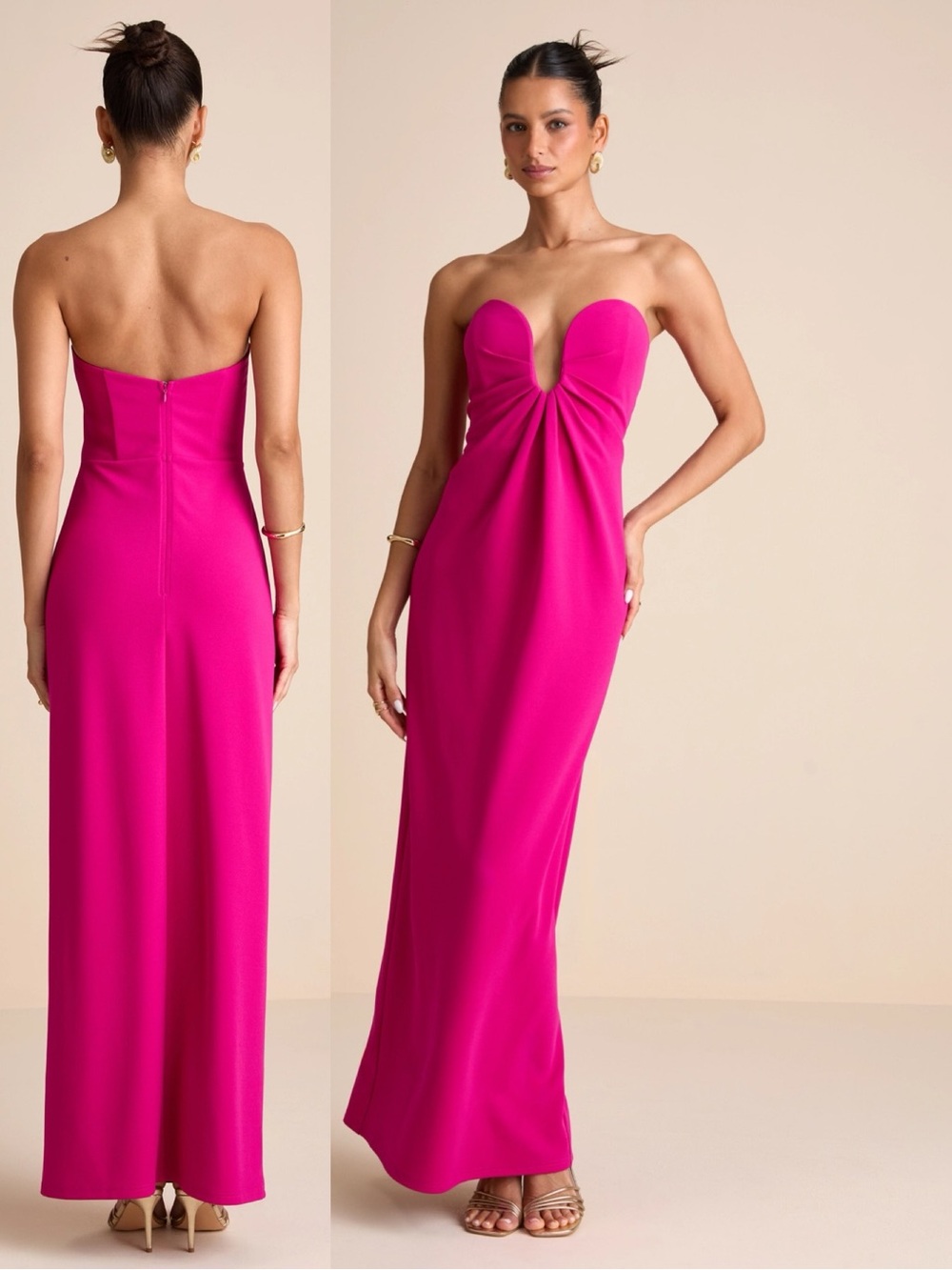 NWT Lulu’s Thula Magenta Cutout U-Bar Column Maxi Dress Large Romantic Feminine